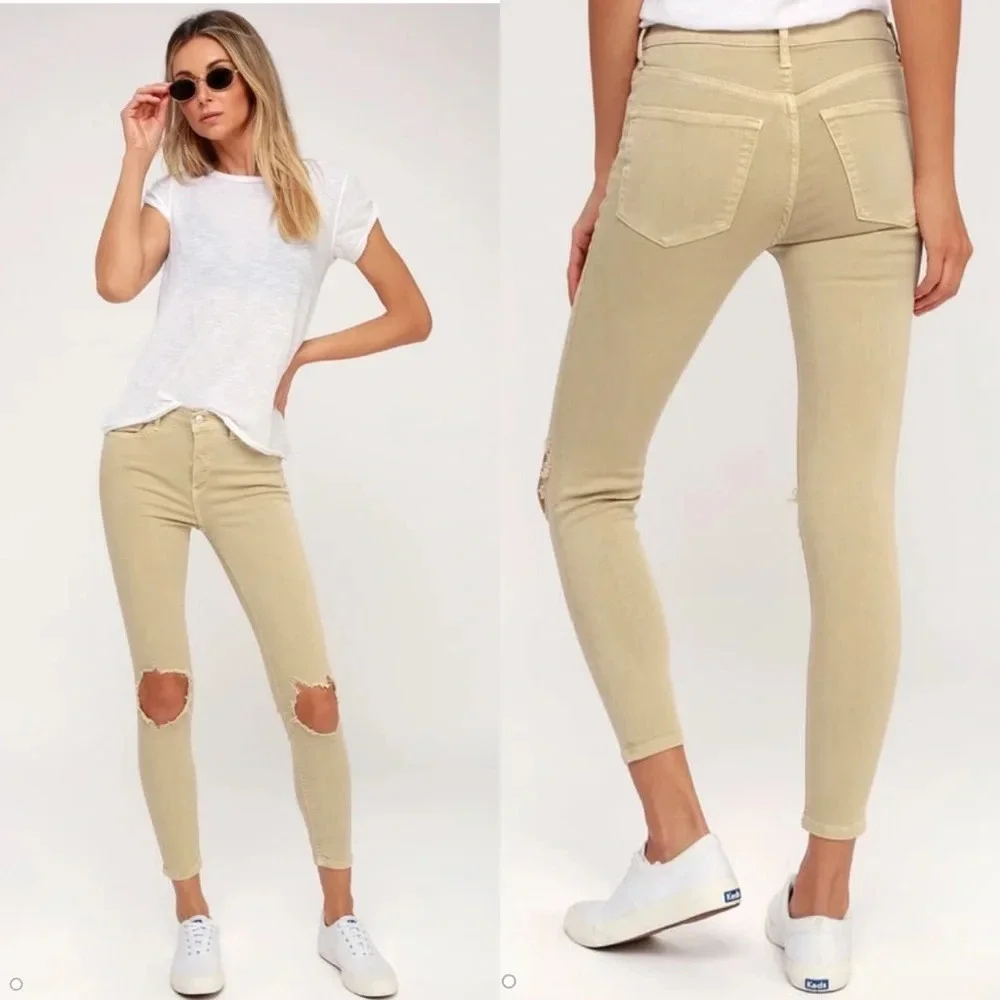 Free People High Rise Distressed Skinny Jeans